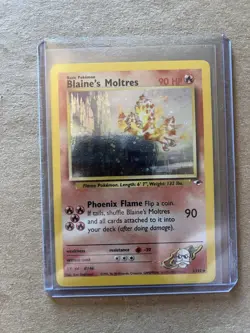 Pokemon TCG Blaine's Moltres Gym Heroes Holo Card 1/132 Unlimited Rare - Image 1