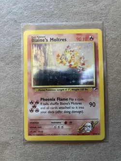 Pokemon TCG Blaine's Moltres Gym Heroes Holo Card 1/132 Unlimited Rare - Image 3