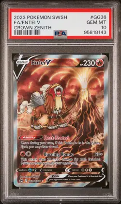 2023 POKEMON SWORD & SHIELD CROWN ZENITH #GG36 FULL ART/ENTEI V PSA 10 - Image 1