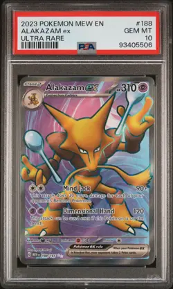 2023 POKEMON MEW EN-151 ULTRA RARE #188 ALAKAZAM EX PSA 10 - Image 1