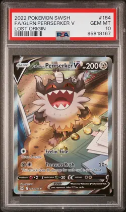 2022 POKEMON SWORD & SHIELD LOST ORIGIN FULL ART/GALARIAN PERRSERKER V PSA 10 - Image 1
