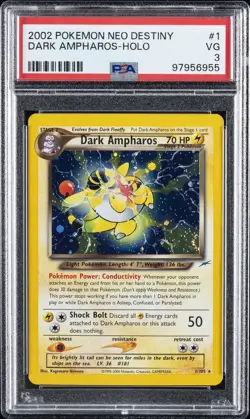 2002 POKEMON NEO DESTINY #1 DARK AMPHAROS-HOLO PSA 3 - Image 1