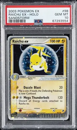 2003 POKEMON EX SANDSTORM #98 RAICHU EX-HOLO PSA 10 - Image 1
