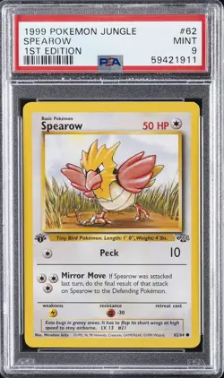 1999 POKEMON JUNGLE 1ST ED #62 SPEAROW PSA 9 - Image 1