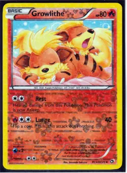 2013 GROWLITHE RC4/RC25 Legendary Treasures Pokemon Radiant Collection HOLO (G15 - Image 1