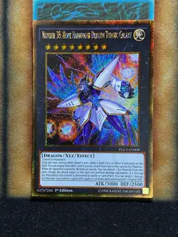 Yugioh Number 38: Hope Harbinger Dragon Titanic Galaxy PGL3-EN008 Gold Secret NM - Image 1