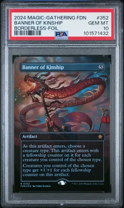 BANNER OF KINSHIP Foundations Borderless Foil PSA 10 Gem Mint MTG [Nostalgium] - Image 1