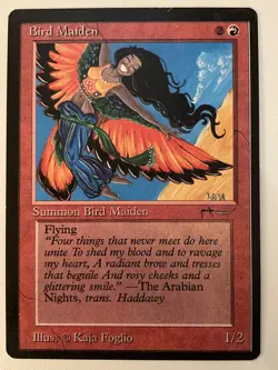 Magic the Gathering MTG Arabian Nights Bird Maiden Dark Damaged (Beta Bob) - Image 1