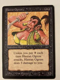 Magic the Gathering MTG Arabian Nights Hasran Ogress Dark Damaged (Beta Bob) - Image 1