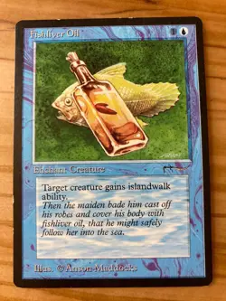 Magic the Gathering MTG Arabian Nights Fishliver Oil Dark MP (Beta Bob) - Image 1