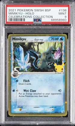 2021 POKEMON SWSH BLACK STAR PROMO CELEBRATIONS COLL #136 MIMIKYU-HOLO PSA 9 - Image 1