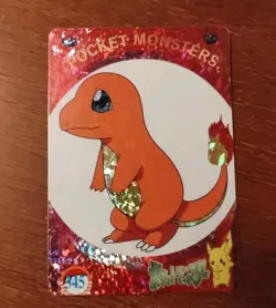 Charmander #345 Pokemon Pocket Monsters Vending Prism Holo Vintage Sticker - Image 1