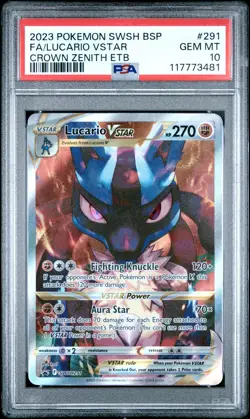 2023 POKEMON SWSH BLACK STAR PROMO #291 FULL ART/LUCARIO VSTAR PSA 10 - Image 1