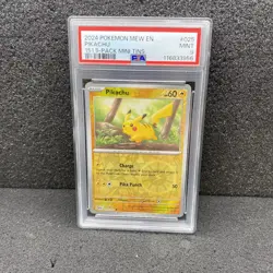 2024 POKEMON MEW EN-151 151 5-PACK MINI TINS #025 PIKACHU PSA 9 - Image 1