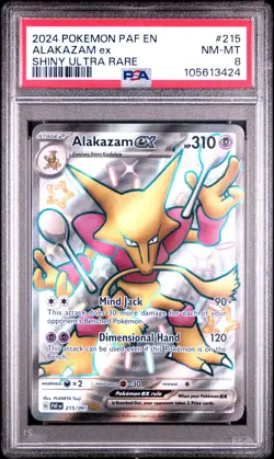 2024 POKEMON PAF EN-PALDEAN FATES SHINY ULTRA RARE #215 ALAKAZAM EX PSA 8 - Image 1
