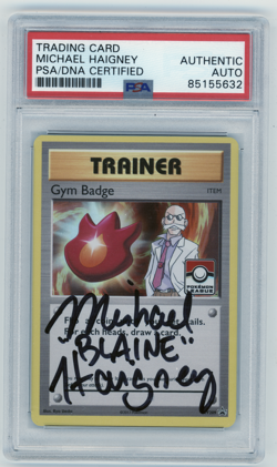 PSA Signed Micheal Haigney Pokemon League Gym Badge XY209 Black Star Promo - Image 1
