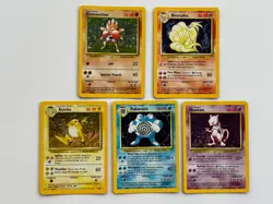 Pokemon Card Lot Holo Base Set Lot of 5 Ungraded Mewtwo Raichu Poliwrath+++ - Image 1