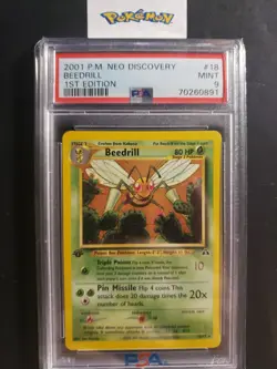 First Edition 2001 Pokemon Neo Discovery 18/75 Beedrill PSA Mint 9 - Image 1