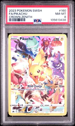 2023 POKEMON SWORD & SHIELD CROWN ZENITH #160 FULL ART/PIKACHU PSA 8 - Image 1