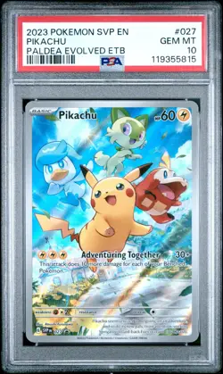 2023 POKEMON SVP EN-SV BLACK STAR PROMO #027 PIKACHU PSA 10 - Image 1