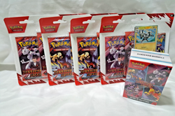 Pokemon TCG Destined Rivals Blister 3-Pack Zebstrika Lot of 4 & Booster Bundle - Image 1