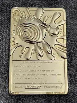 1999 Nintendo Pokemon 23k Gold Plated Poliwhirl Card Burger King (MINTY).. - Image 2