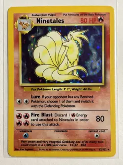 Ninetales 12/102 - Base Set Unlimited Holo Rare WOTC Pokemon Card - Image 1