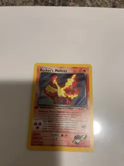 Rockets Moltres Holo Rare Card 12/132 Gym Heroes 1st Edition - Image 3