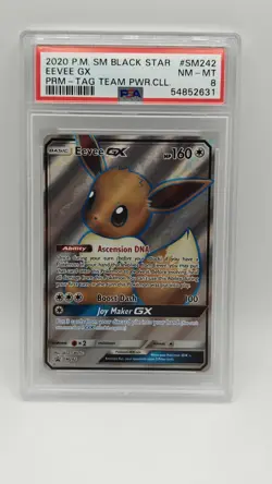 Eevee GX SM242 SM Black Star FULL ART HOLO PROMO Pokemon Card PSA 8 - Image 1