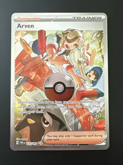 Pokemon TCG Trainer Arven Supporter Card Holo Full Art Rare Near Mint 235/091 - Image 1