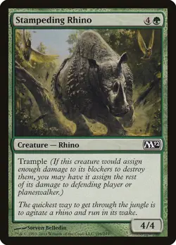 Stampeding Rhino 196 M12 MTG Green Trample Creature Common EN - Image 1
