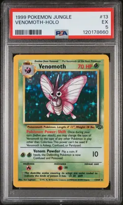 1999 POKEMON JUNGLE #13 VENOMOTH-HOLO PSA 5 - Image 1