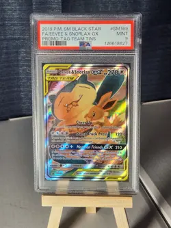 POKEMON 2019 SM BLACK STAR FULL ART EEVEE & SNORLAX GX PROMO #SM169 PSA 9 - Image 1