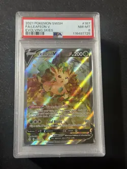 2021 Pokemon Evolving Skies Leafeon V Alternate Full Art 167 PSA 8 🔥 - Image 1