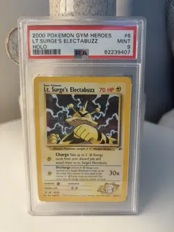 PSA 9 2000 Pokemon Lt. Surge's Electabuzz 6/132 Gym Heroes Holo Mint 💎 - Image 1