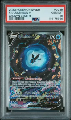 Pokemon Lumineon V GG39/GG70 2023 Crown Zenith Ultra Rare Card - PSA 10 GEM MINT - Image 1