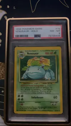 Pokemon TCG Venusaur Holo Unlimited Rare Card Base Set PSA 8 (15/102) - Image 1