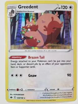 HOLO Greedent 128/198 LP - B2G1F Chilling Reign Pokemon Card - HYOGONOSUKE Art - Image 1