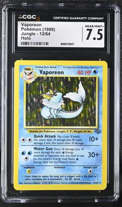 CGC 7.5 Vaporeon 1999 Jungle 12/64 Holo Pokemon Card - Image 1
