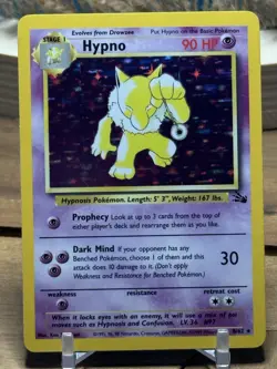 Pokemon TCG Hypno Fossil 8/62 Holo Unlimited Holo Rare NM-/LP+ - Image 1