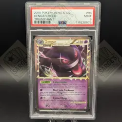 Pokemon Gengar Prime 94/102 PSA 9 Mint HGSS Triumphant Holo Rare 2010 - Image 1