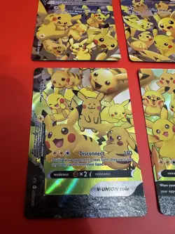 POKEMON! Pikachu V-Union SwSH Black Star Promo Set of 4 NM - Image 4