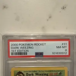 2000 Pokemon Team Rocket Dark Weezing NON Holo #31 1st Edition PSA 8 - Image 2