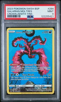 2023 Pokemon Swsh Black Star Promo Galarian Moltres #284 Crown Zenith Tin PSA 9 - Image 1