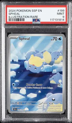 2024 POKEMON SSP EN-SURGING SPARKS ILLUSTRATION RARE #199 SPHEAL PSA 9 - Image 1