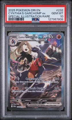 2025 POKEMON DESTINED RIVALS #232 CYNTHIA'S GARCHOMP ex SIR PSA 10 GEM MINT - Image 1
