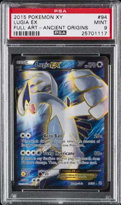 2015 POKEMON XY ANCIENT ORIGINS #94 FULL ART/LUGIA EX PSA 9 - Image 1