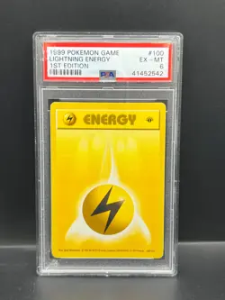 Pokemon PSA 6 EX-MT Lightning Energy 100/102 Base Set SHADOWLESS 1st Ed S#2542 - Image 1