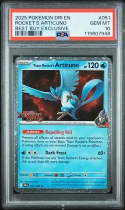 SWRILS Team Rocket's Articuno 051/182 Pokemon Destined Rivals Stamped PSA 10 #2 - Image 1