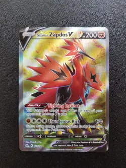 2021 Pokemon GALARIAN ZAPDOS V FULL ART HOLO RARE 173/198 - Image 1